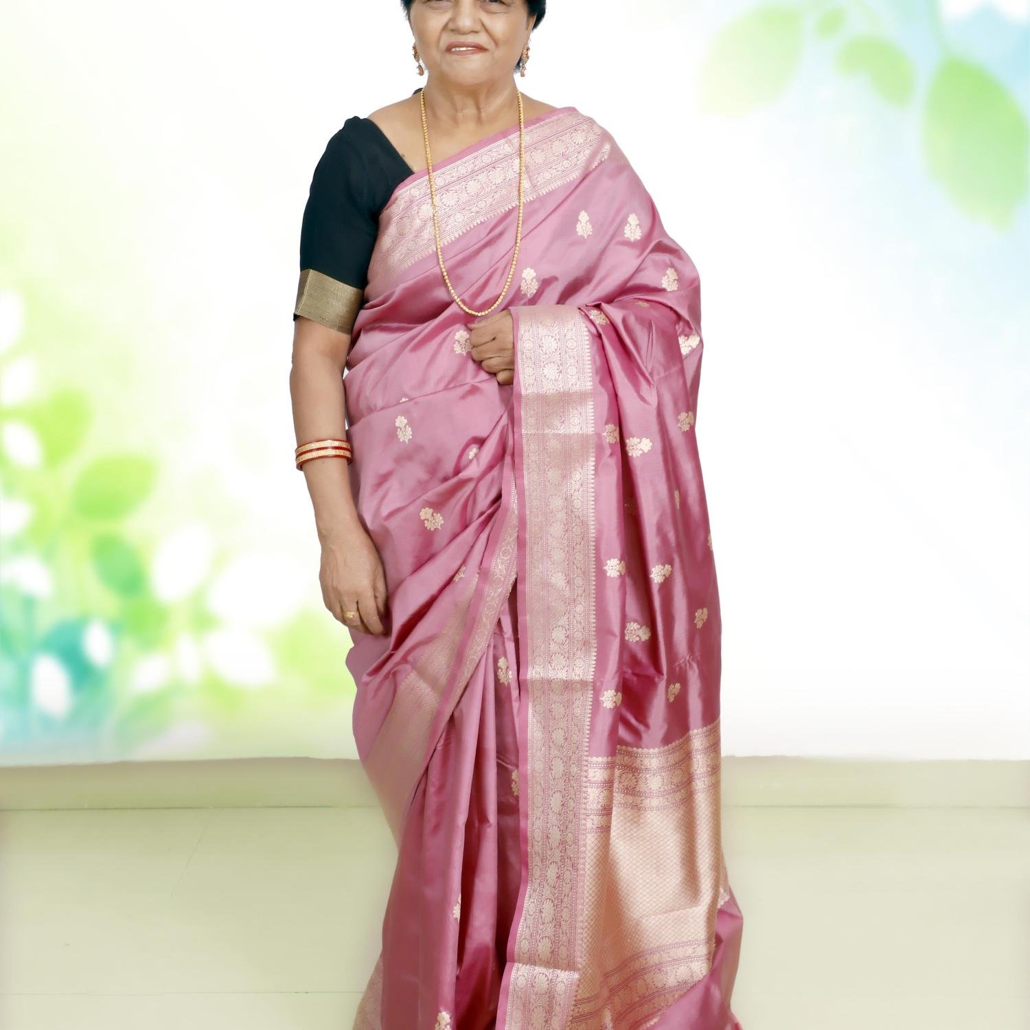 Pure Katan Silk Banarasi Handloom Saree with Kadhua Work – Onion Pink